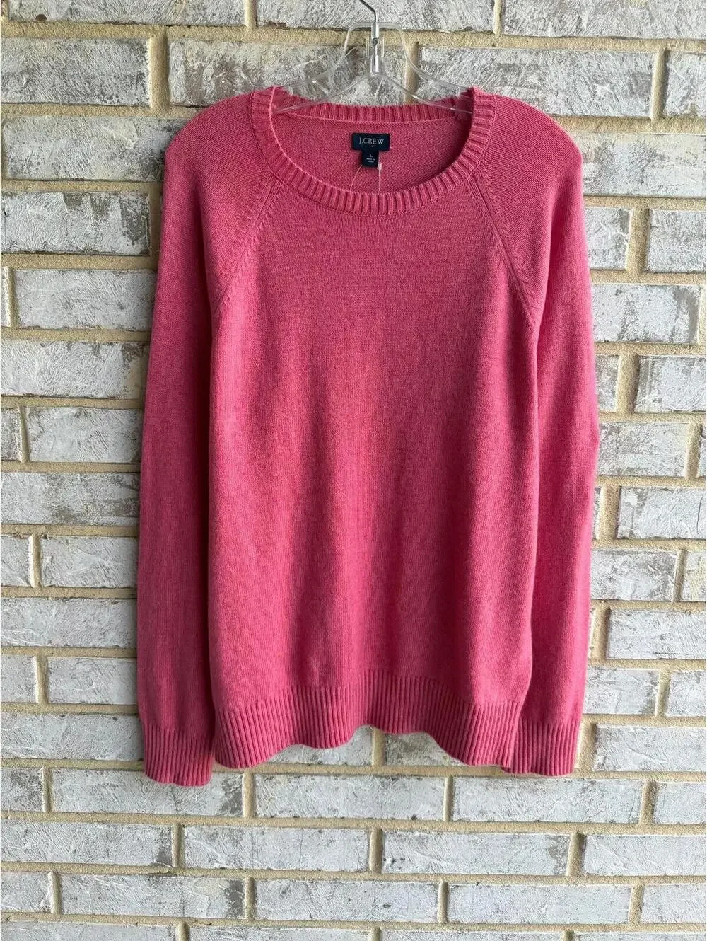 J. Crew NWT Long Sleeve Crew Neck Wool Blend Pink Pullover Sweater Size L